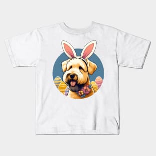 Soft Coated Wheaten Terrier Enjoys Easter with Bunny Ears Kids T-Shirt